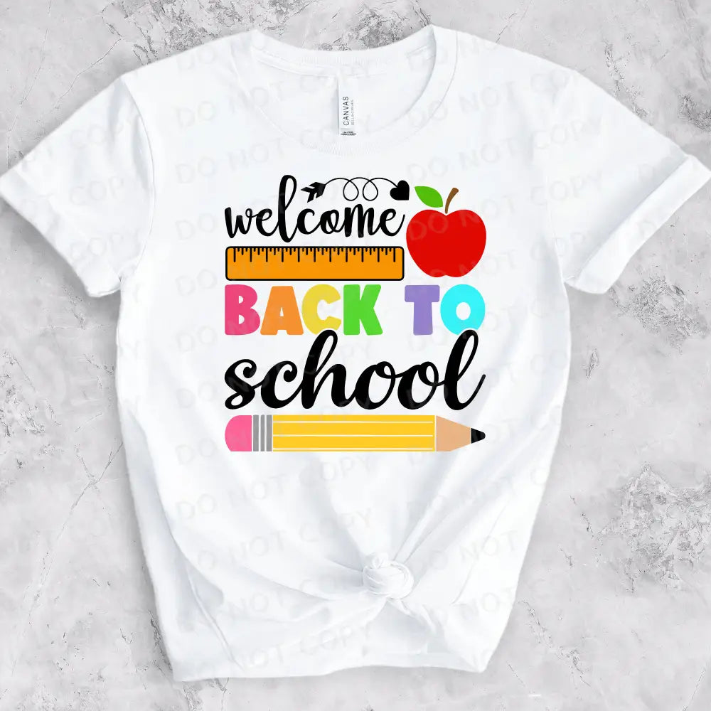 Welcome Back To School Pencil Apple Dtf Transfer