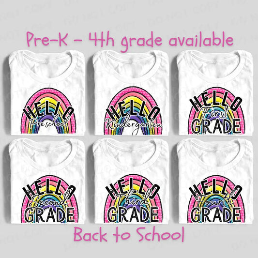 Welcome Pre-K Kindergarten 1St 2Nd 3Rd 4Th Grade Rainbow Back To School Dtf Transfer