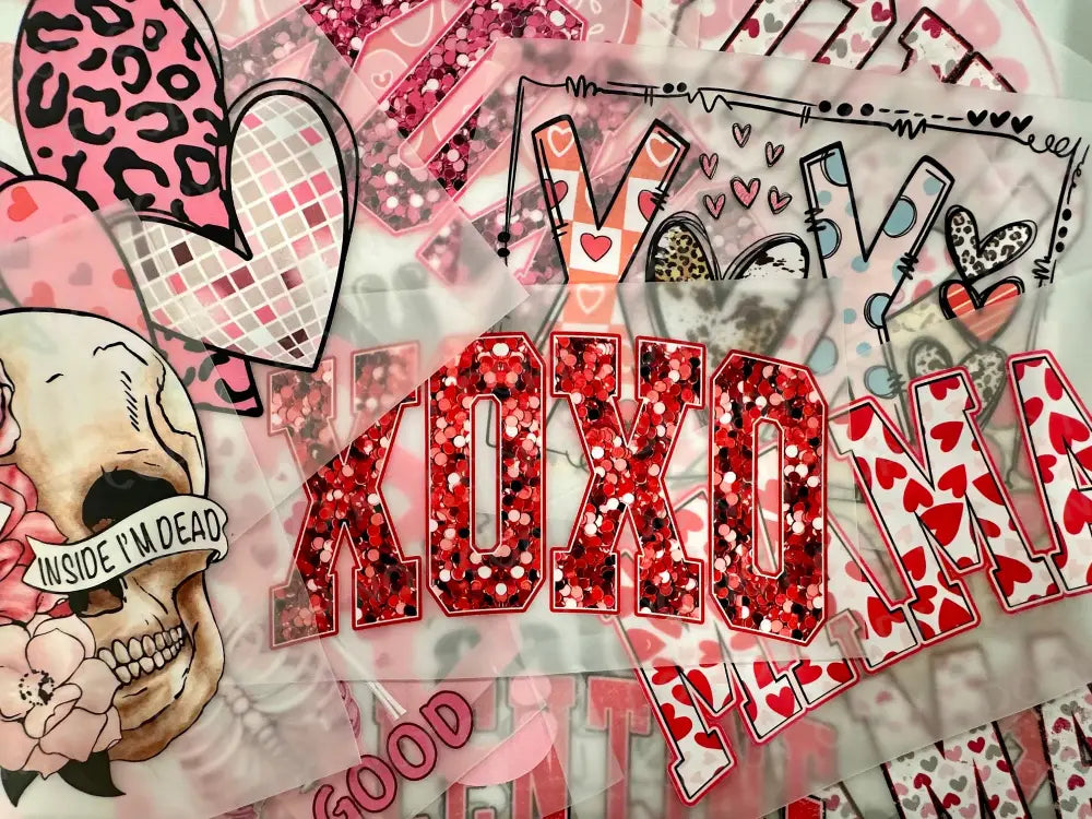 Xoxo Red Sparkle Sequin Glitter Day Dtf Transfers Ready To Press Heat Transfer Direct Film Print.