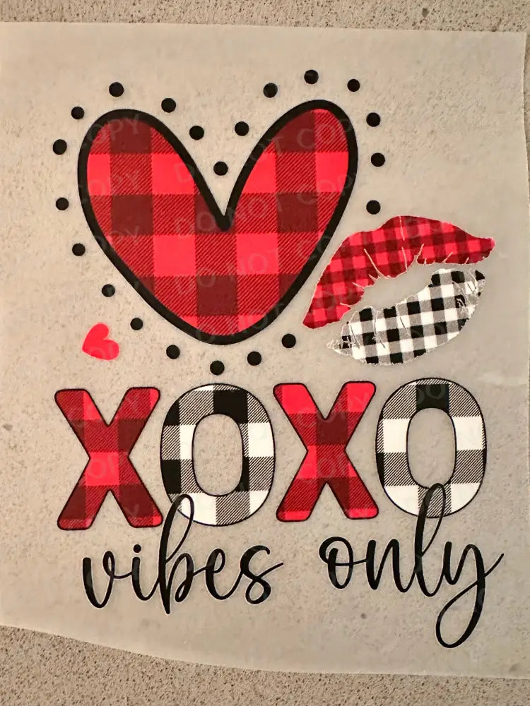 Xoxo Vibes Buffalo Check Dtf Transfers Ready To Press Heat Transfer Direct Film Print Valentines